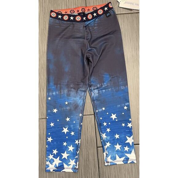 Marvel Hero Elite Juniors Captain America Superhero Cropped Leggings Pants Med - Picture 1 of 6